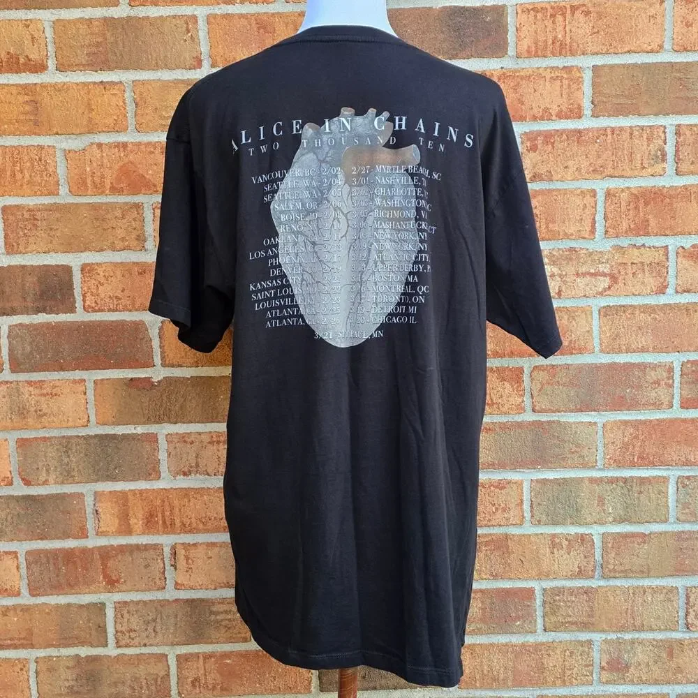 AiC Tshirt  XL Black Graphic Print Cotton Alice Chains Black Gives Way Blue 2010 - Picture 3 of 10